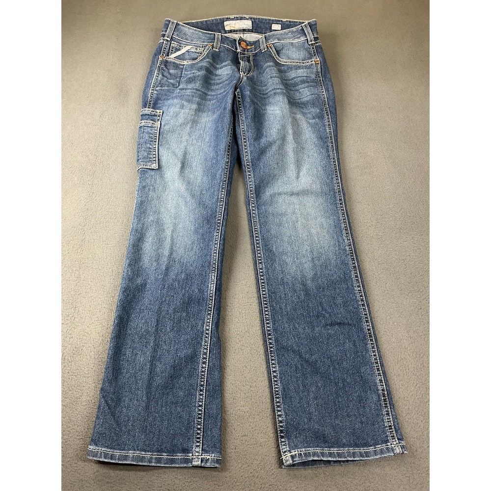 Ariat Jeans Womens 29 Blue Mid-Rise Straight Cargo Pocket Medium Wash 29 Inseam